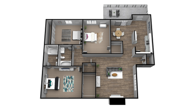 3 Beds • 2 Bath 914 floor plan